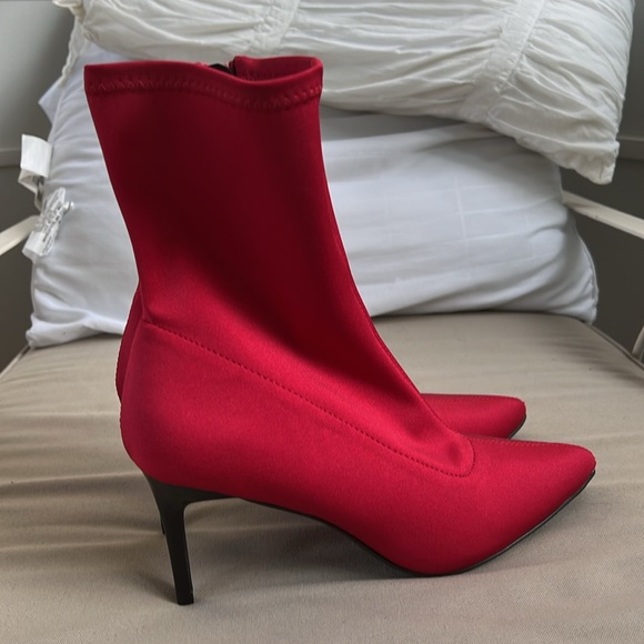 Red nylon stretch booties. - Picture 2 of 9